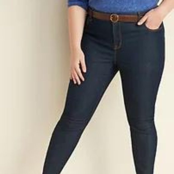 Old Navy Denim - Old Navy Mid-Rise Dark-Wash Plus-Size Super Skinny Ankle Jeans New